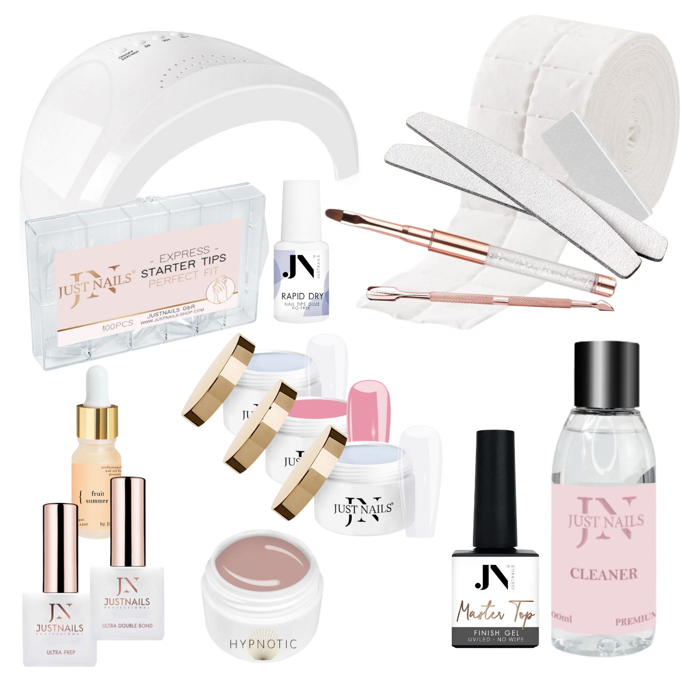 JUSTNAILS Premium Gel Starter Set + UV/LED Lampe  S
