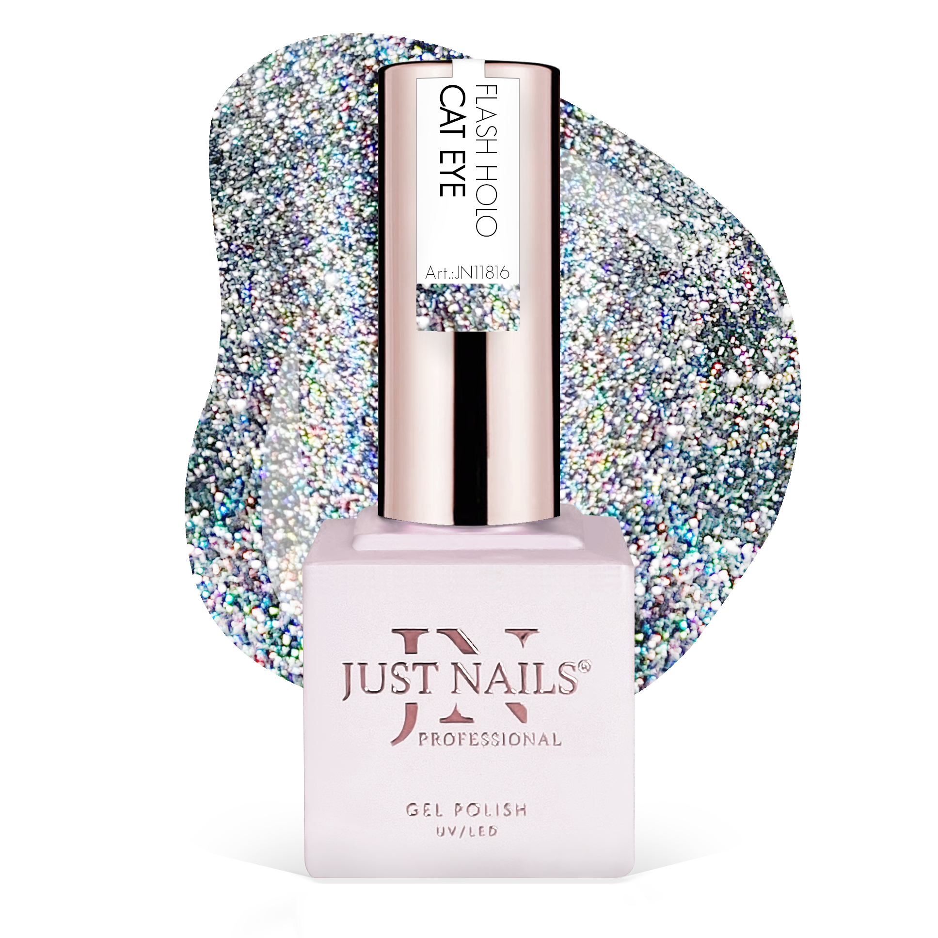 JUSTNAILS Gel Polish Color - Flash Holo CAT EYE -  Universal Shellac Soak-off