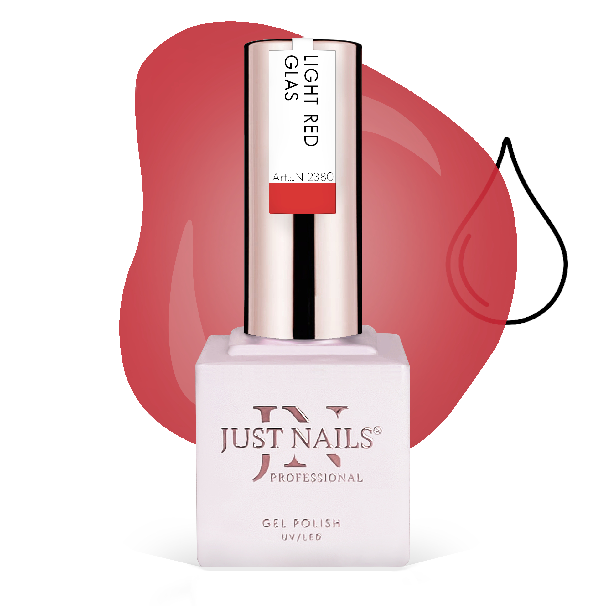 JUSTNAILS Gel GLAS Polish Color -  Light Red -  Shellac Soak-off