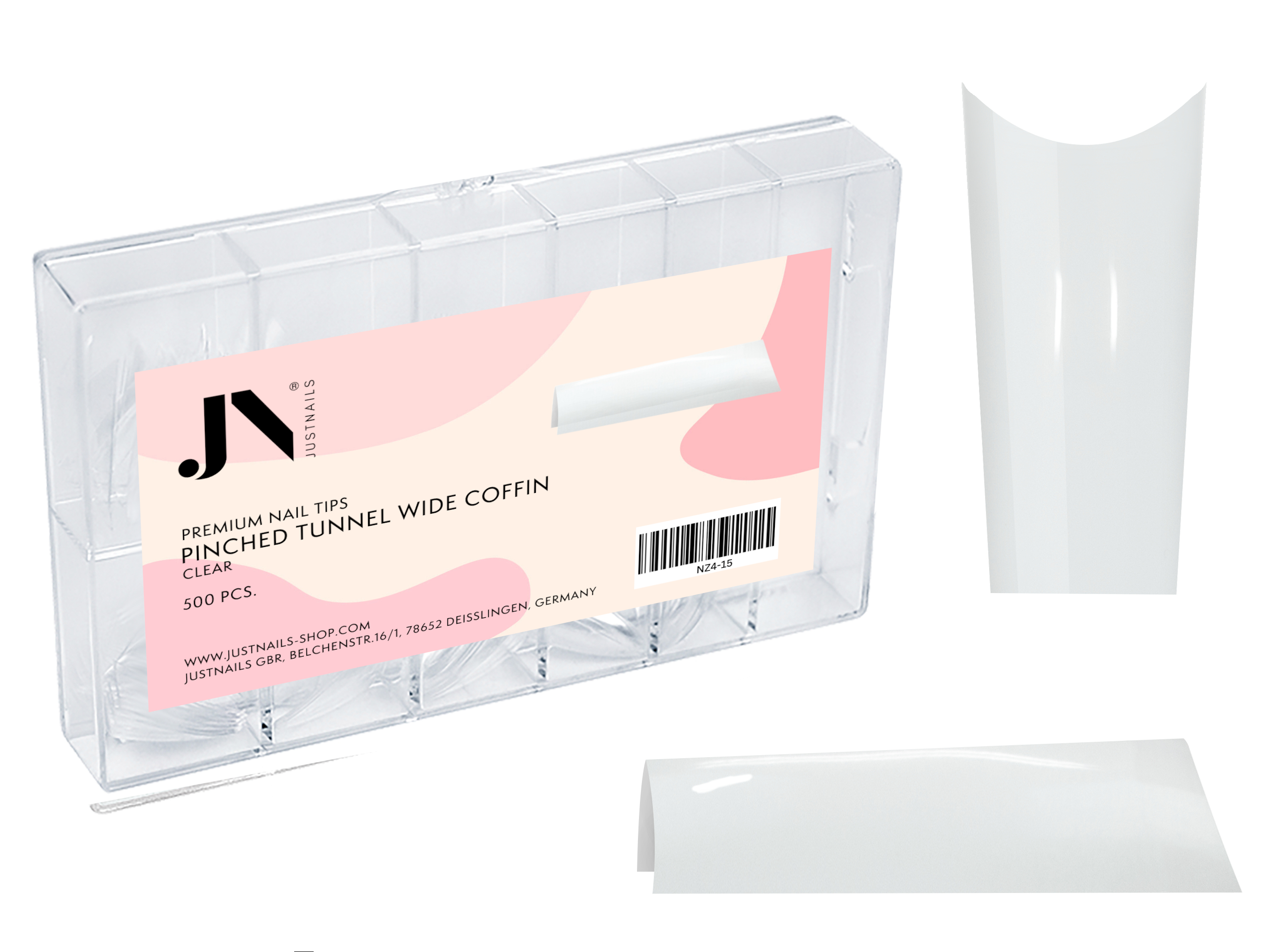 JUSTNAILS 500 Premium Pinch Tunnel WIDE Coffin Tips