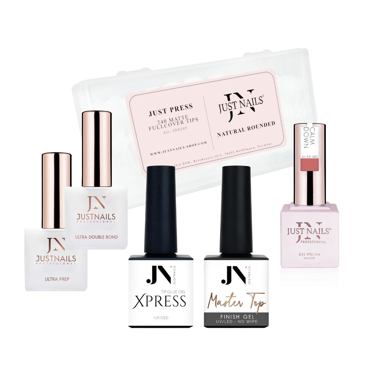JUSTNAILS Premium Press on Tips Gel Polish Set S1