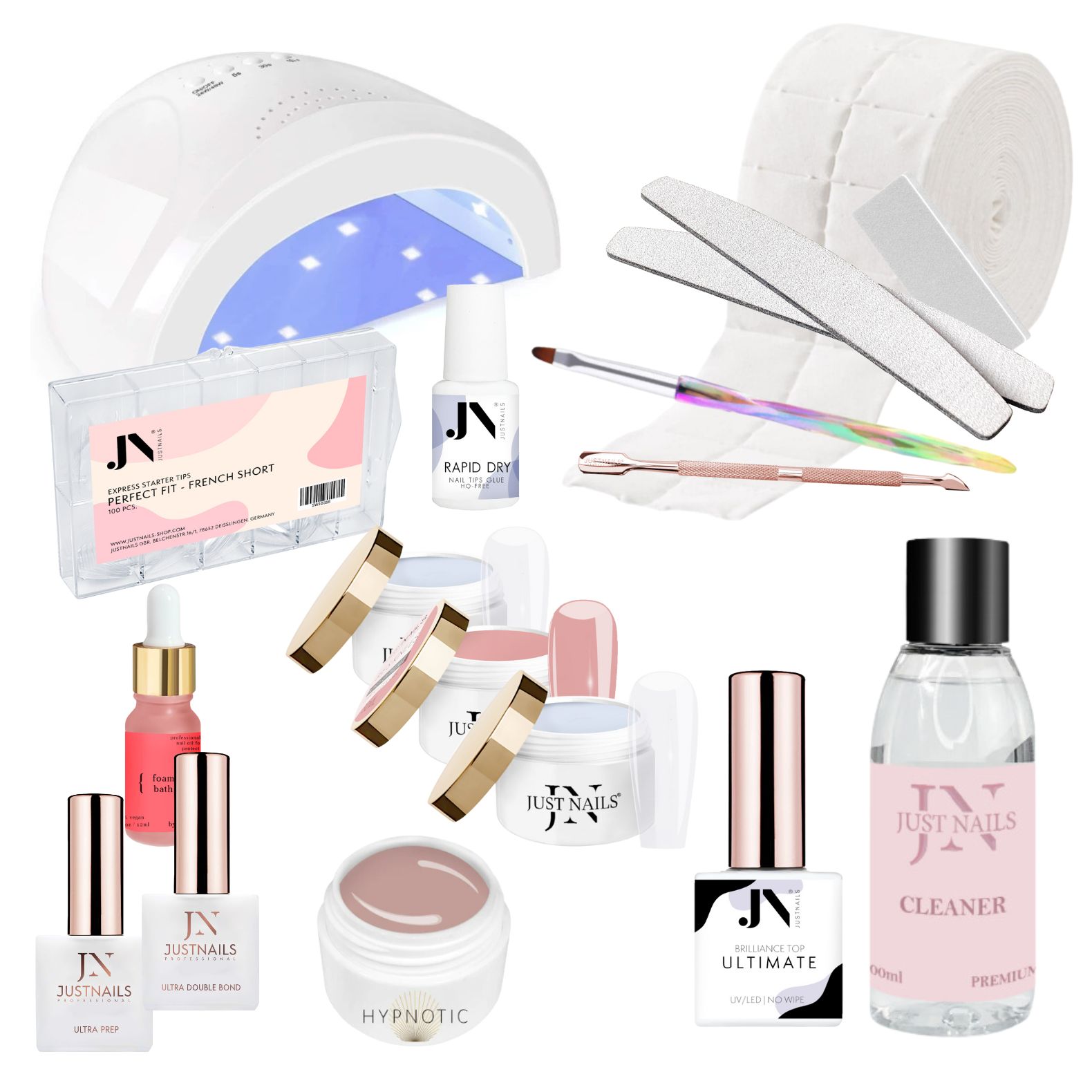JUSTNAILS Premium Gel Starter Set + UV/LED Lampe  S