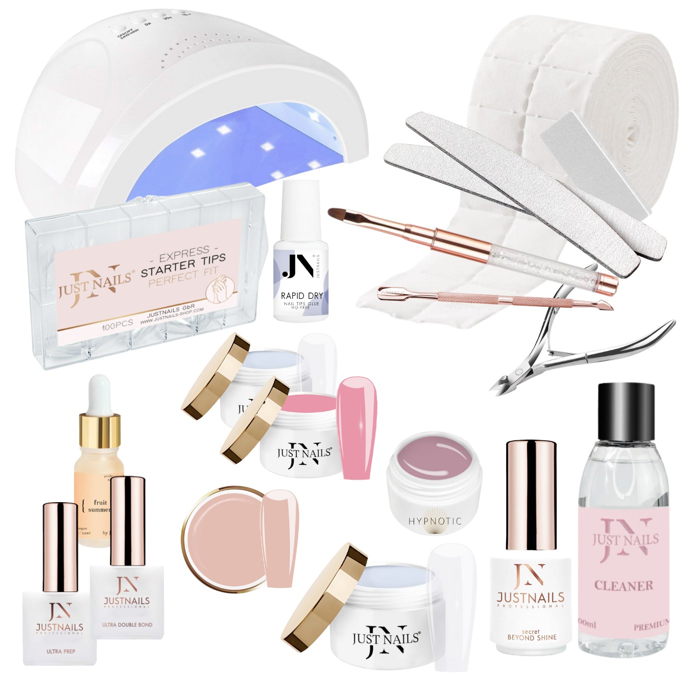 JUSTNAILS Premium Gel Starter Set + UV/LED Lampe  M