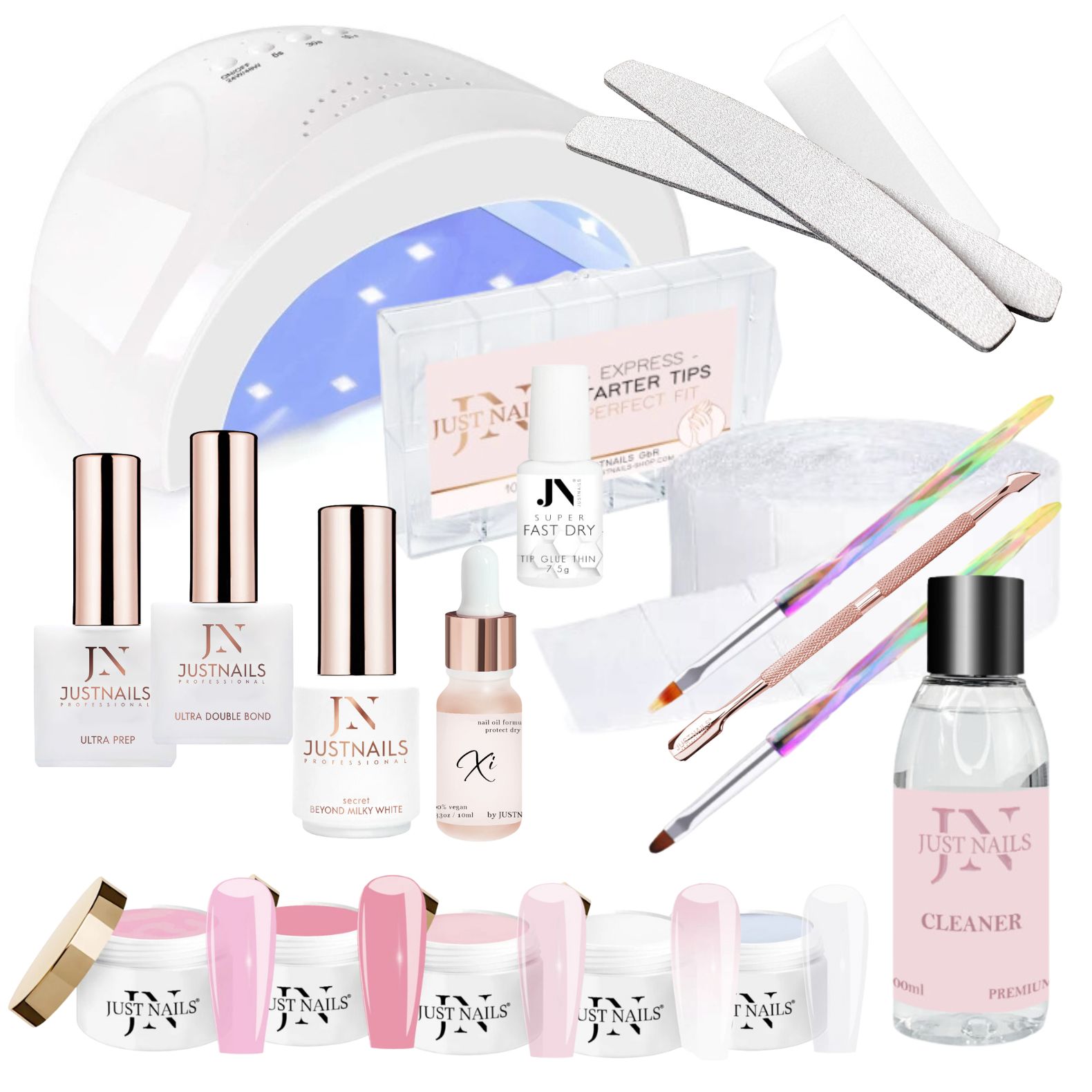 JUSTNAILS XL Premium Gel Babyboomer Starter-Set + Lampe