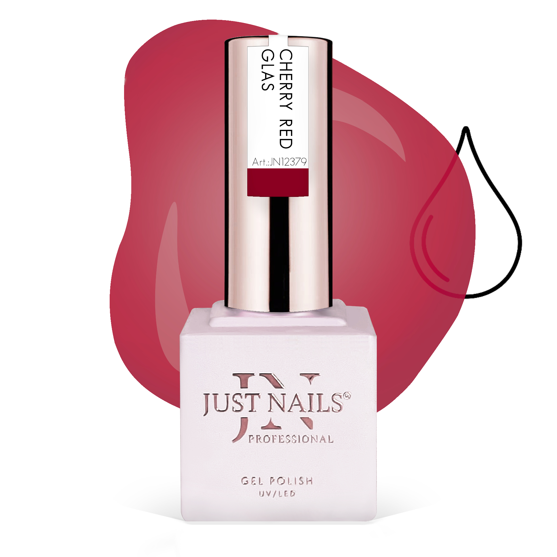 JUSTNAILS Gel GLAS Polish Color -  Cherry Red -  Shellac Soak-off