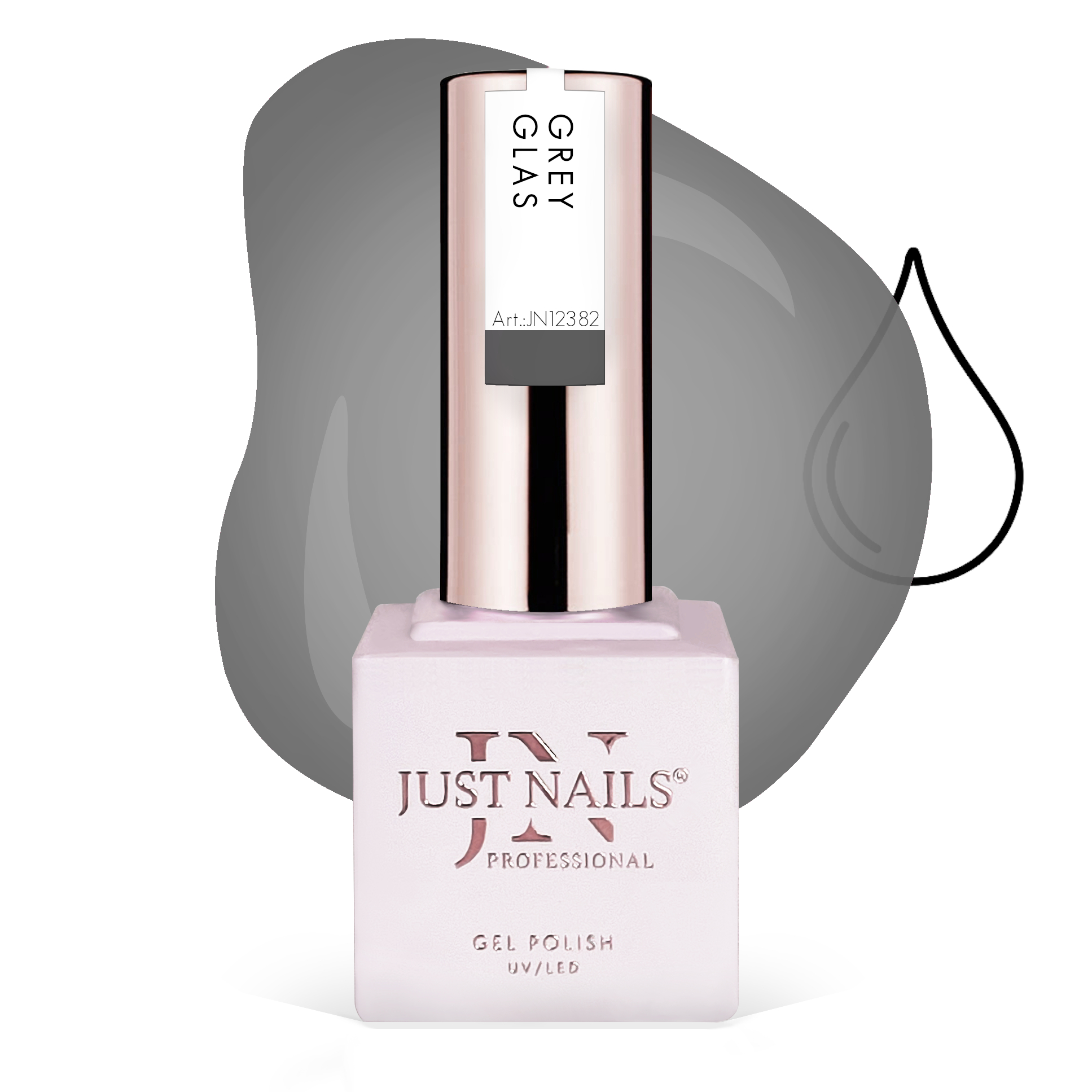 JUSTNAILS Gel GLAS Polish Color -  Grey -  Shellac Soak-off