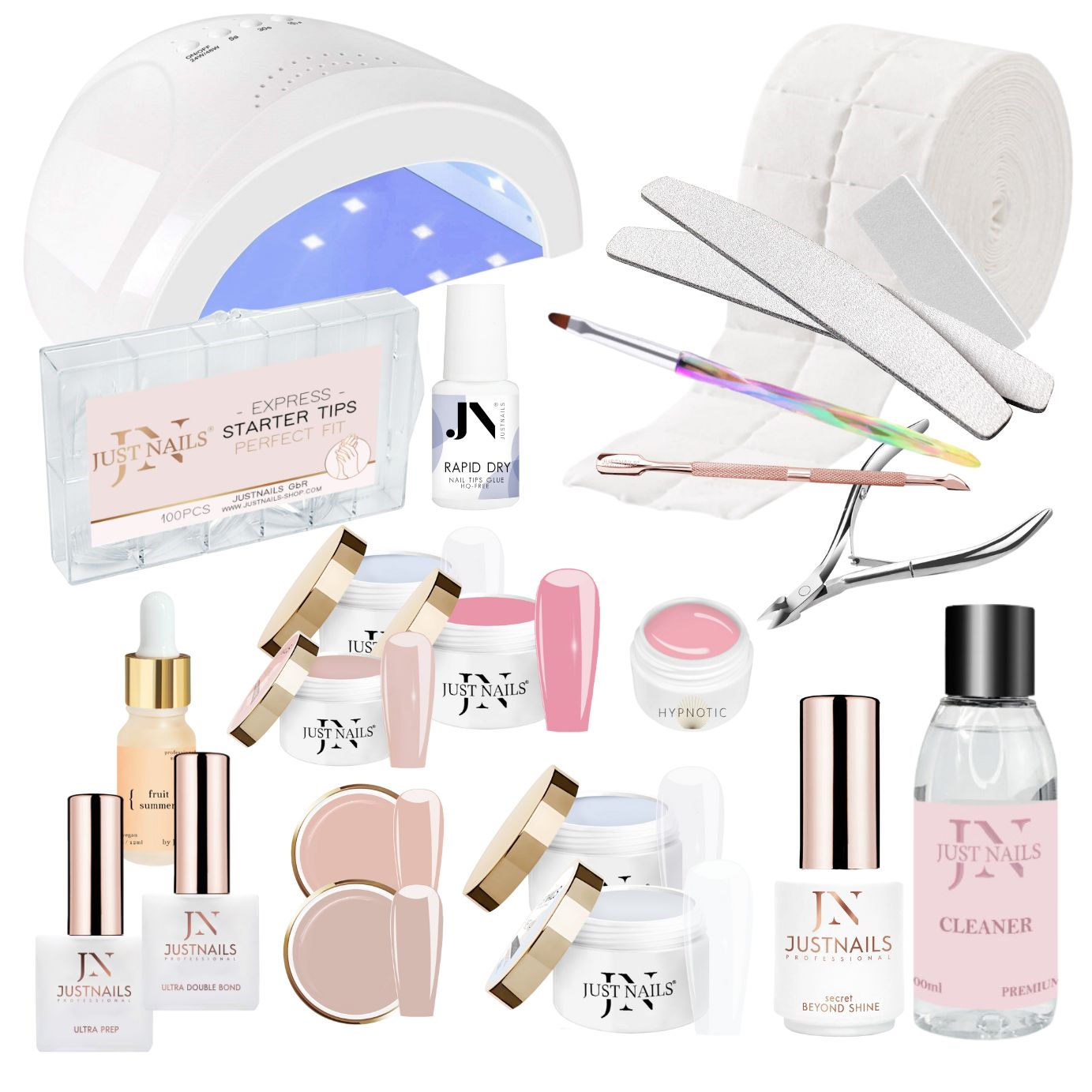 JUSTNAILS Premium Gel Starter Set + UV/LED Lampe XL