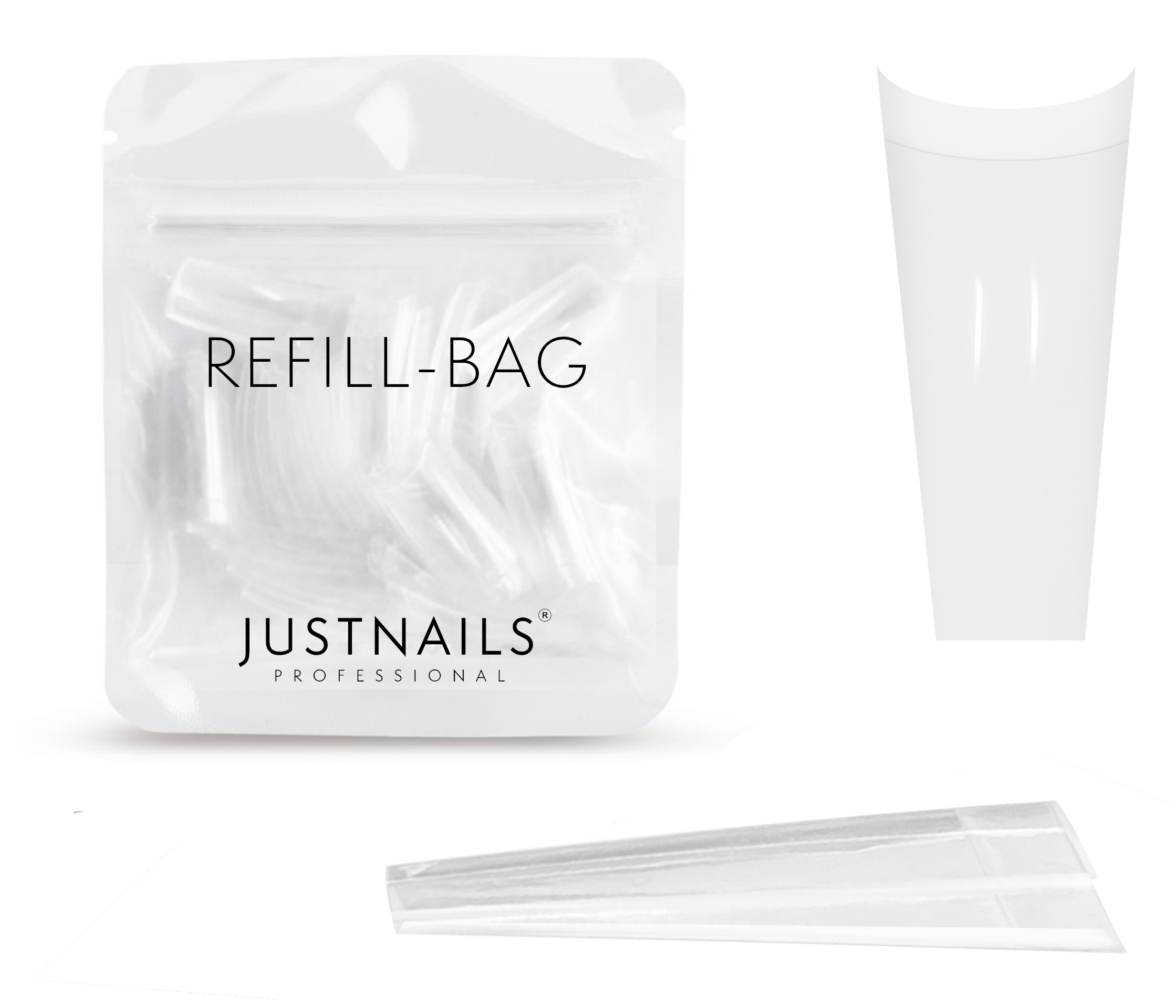 JUSTNAILS Premium Coffin Shape Tips - Einzelne Größen
