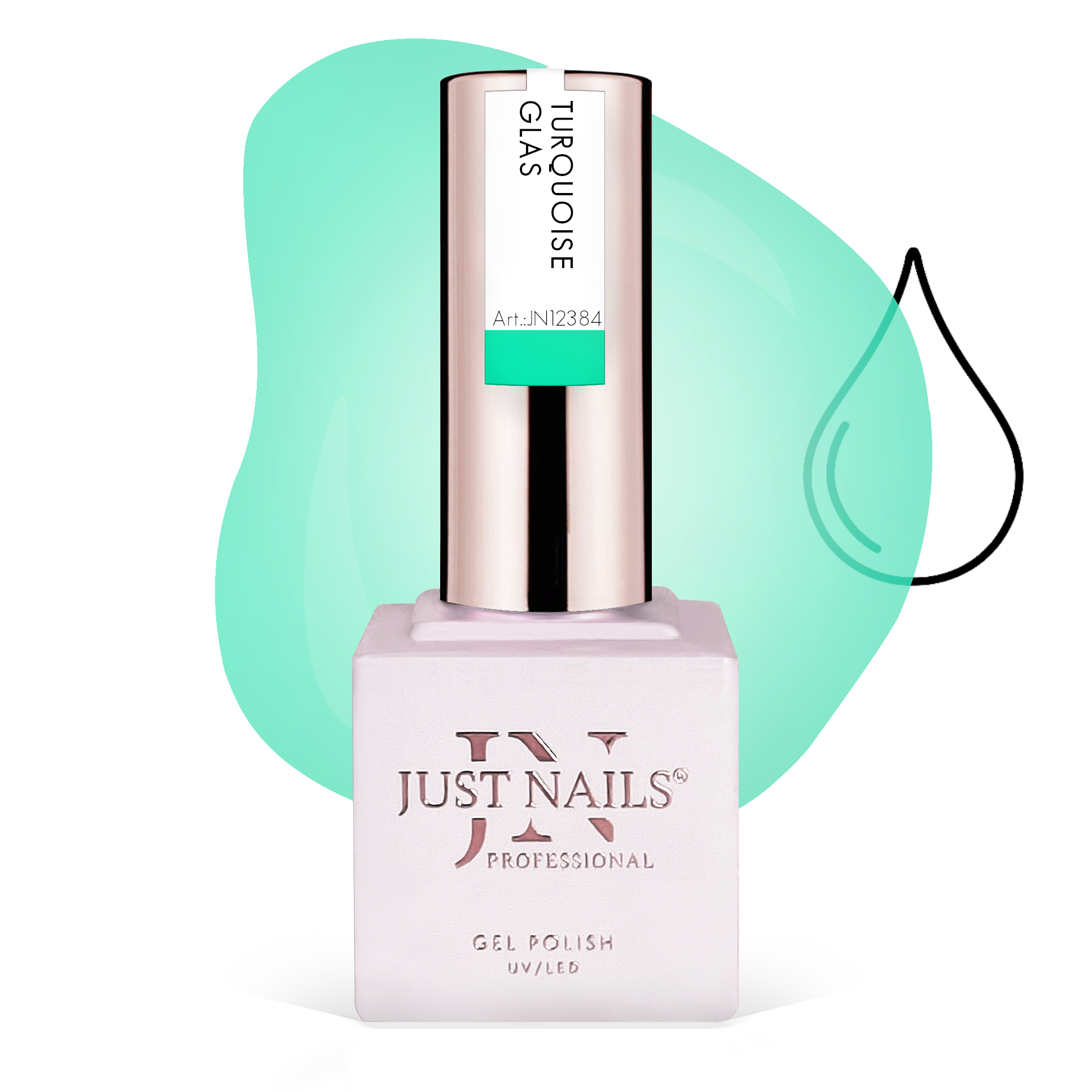 JUSTNAILS Gel GLAS Polish Color -  Turquoise -  Shellac Soak-off