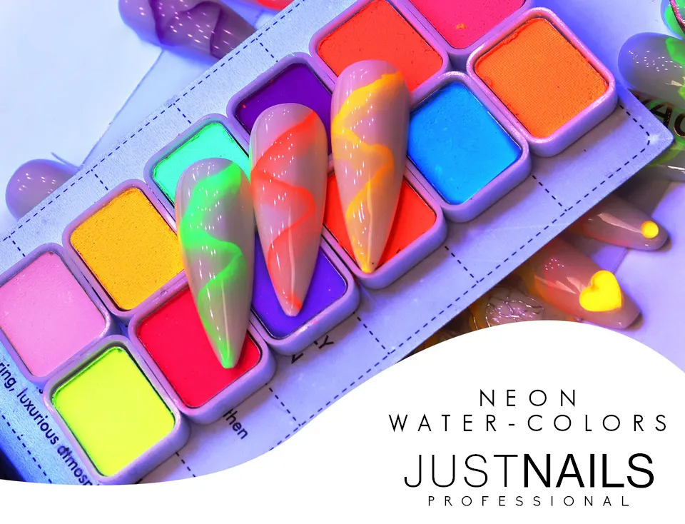 JUSTNAILS Wasserfarben Neon Iriscent 12 Colors