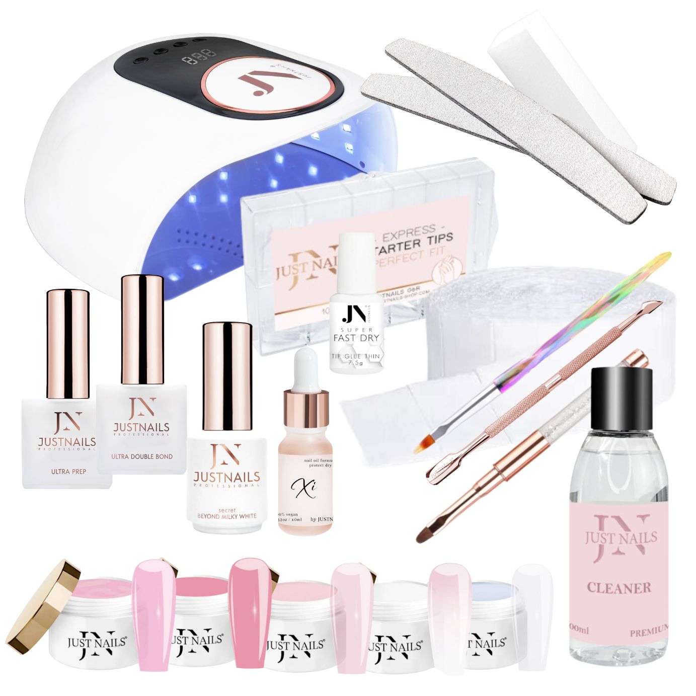 JUSTNAILS XL Premium Gel Babyboomer Starter-Set + Lampe