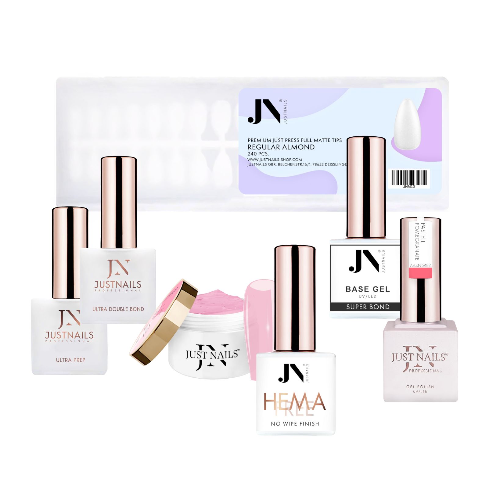 JUSTNAILS Premium Press on Gummygel Tips Gel Polish Set S3