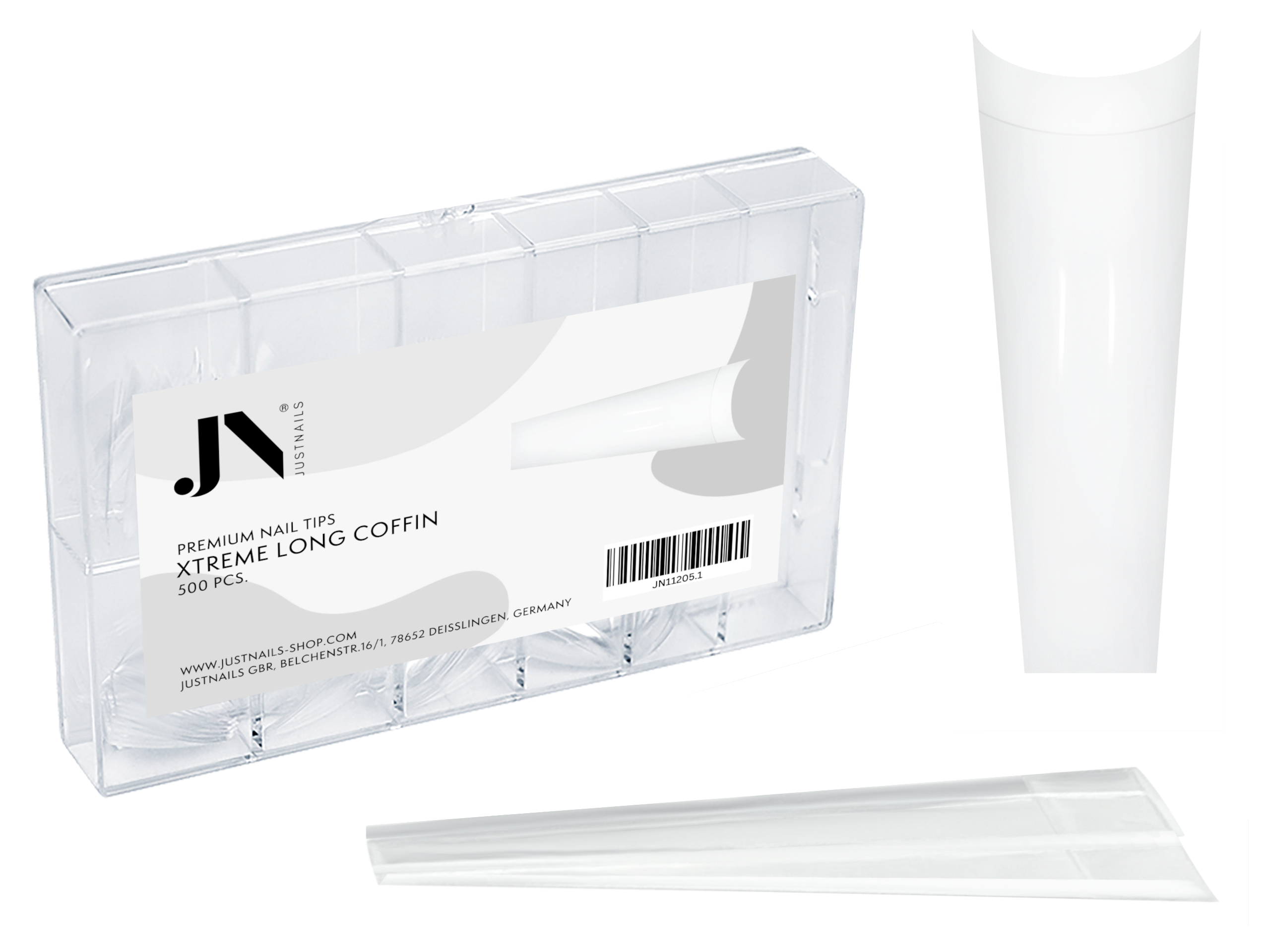 JUSTNAILS 500 Tips Xtreme long Coffin Form